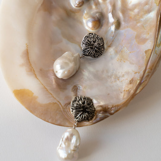 Star Coral | Baroque Pearl Earrings