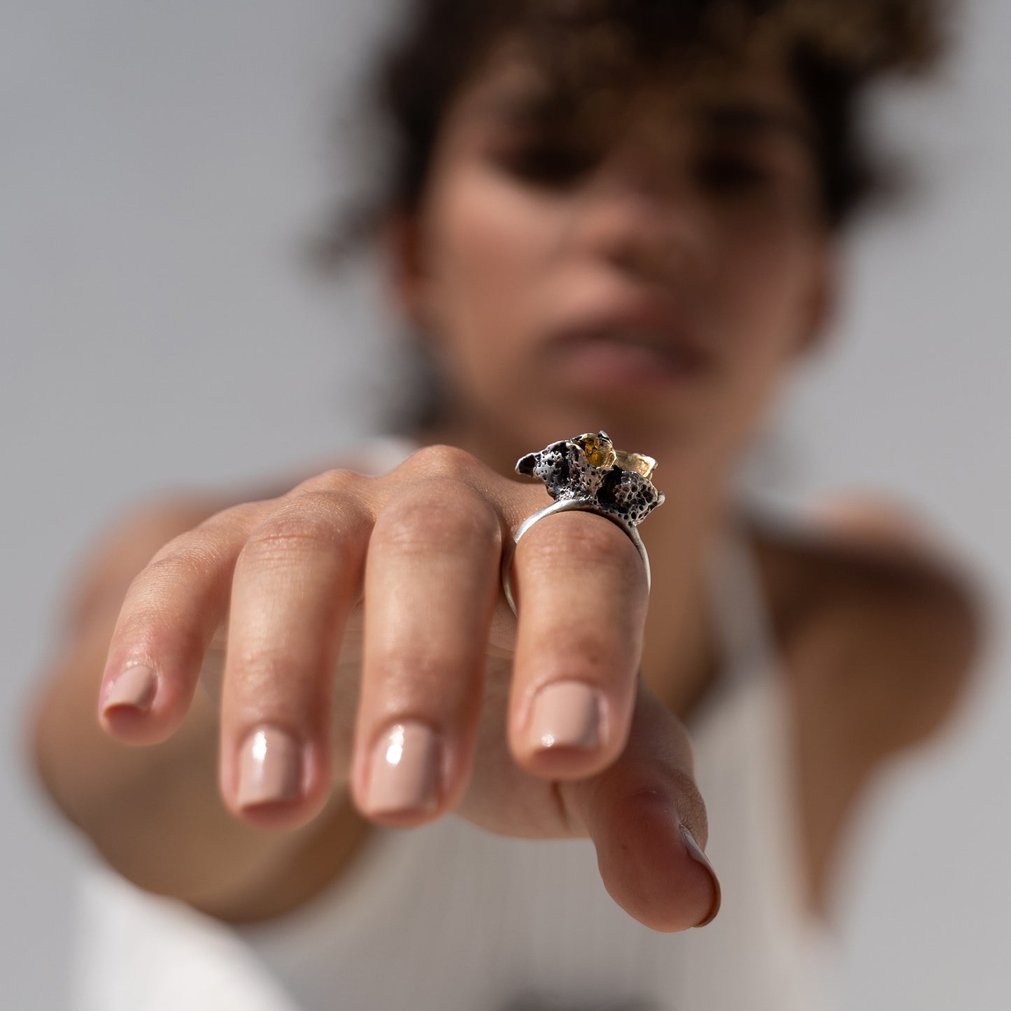 Golden Coral Flowers Ring